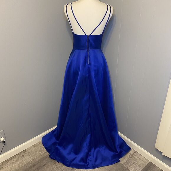 Sequin Hearts Women's Juniors Royal Blue Strappy-Back Gown Dress Size 3 - Picture 8 of 13